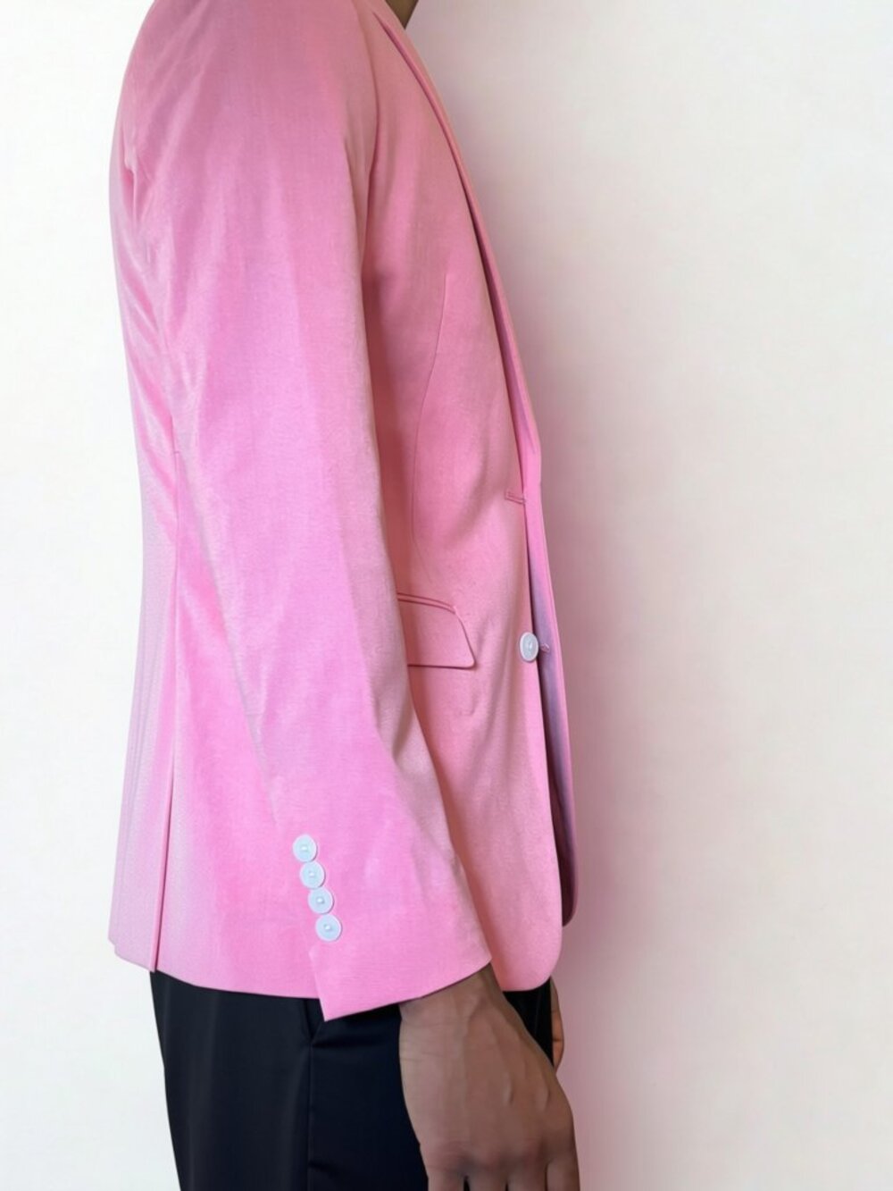 Modern Slim Fit Pastel Pink Two-Button Blazer Suit Jacket 38 R - Picture 4 of 4